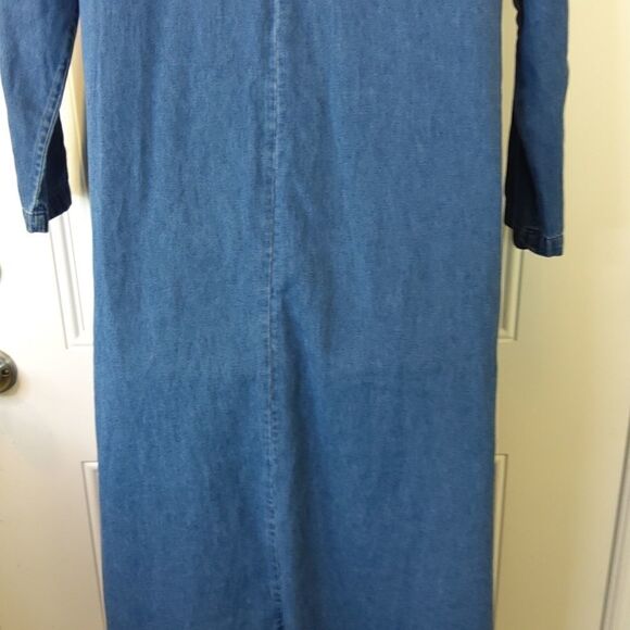 MSAS blue denim long sleeve button front embroidery and laser cutouts duster - Picture 14 of 16